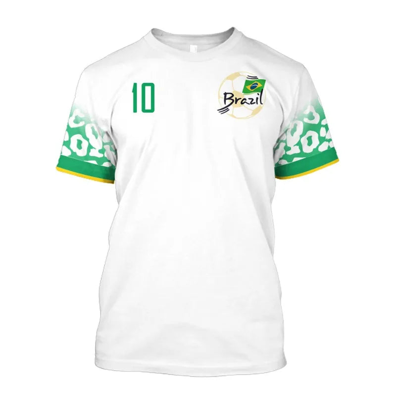 2022 Brazil National Team Sports Fitness Fashion Short Sleeve T Shirt For Men World Football T Shirts Football Team Shirts Tops