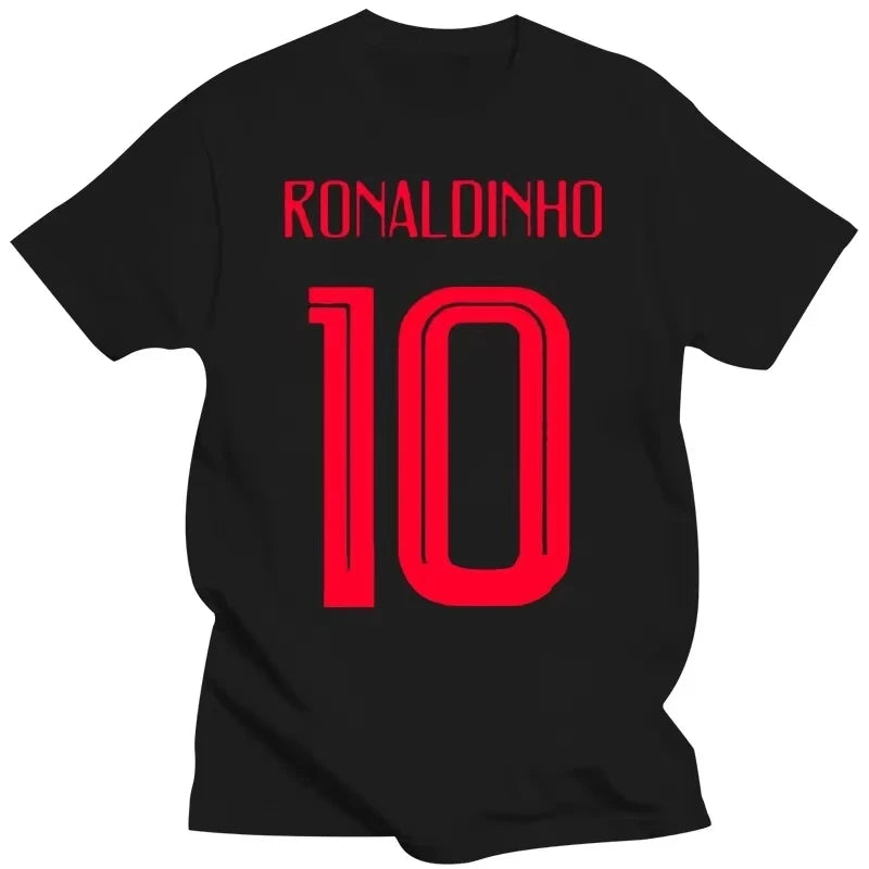 New Russia World Match Cup Brazil Ronaldinho Number 10 Sporty Jersey Summer T Shirt Mens Fans Goal Tee Couple