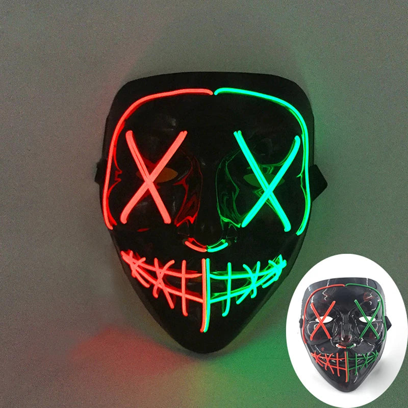 Wireless LED Purge Mask Halloween Horror Party Carnival Cosplay Costume Props Halloween Purge Masks 10 Colors LED Mask Men Women