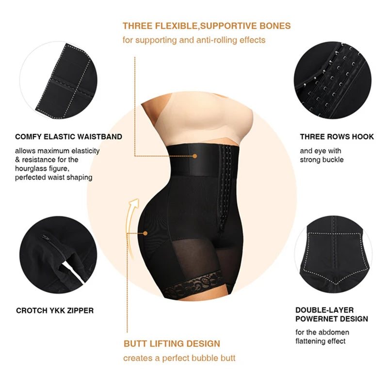 Women High Waist Body Shaper Panties Butt Lifter Slim Shapewear BBL Shorts Tummy Control Bandage Panties