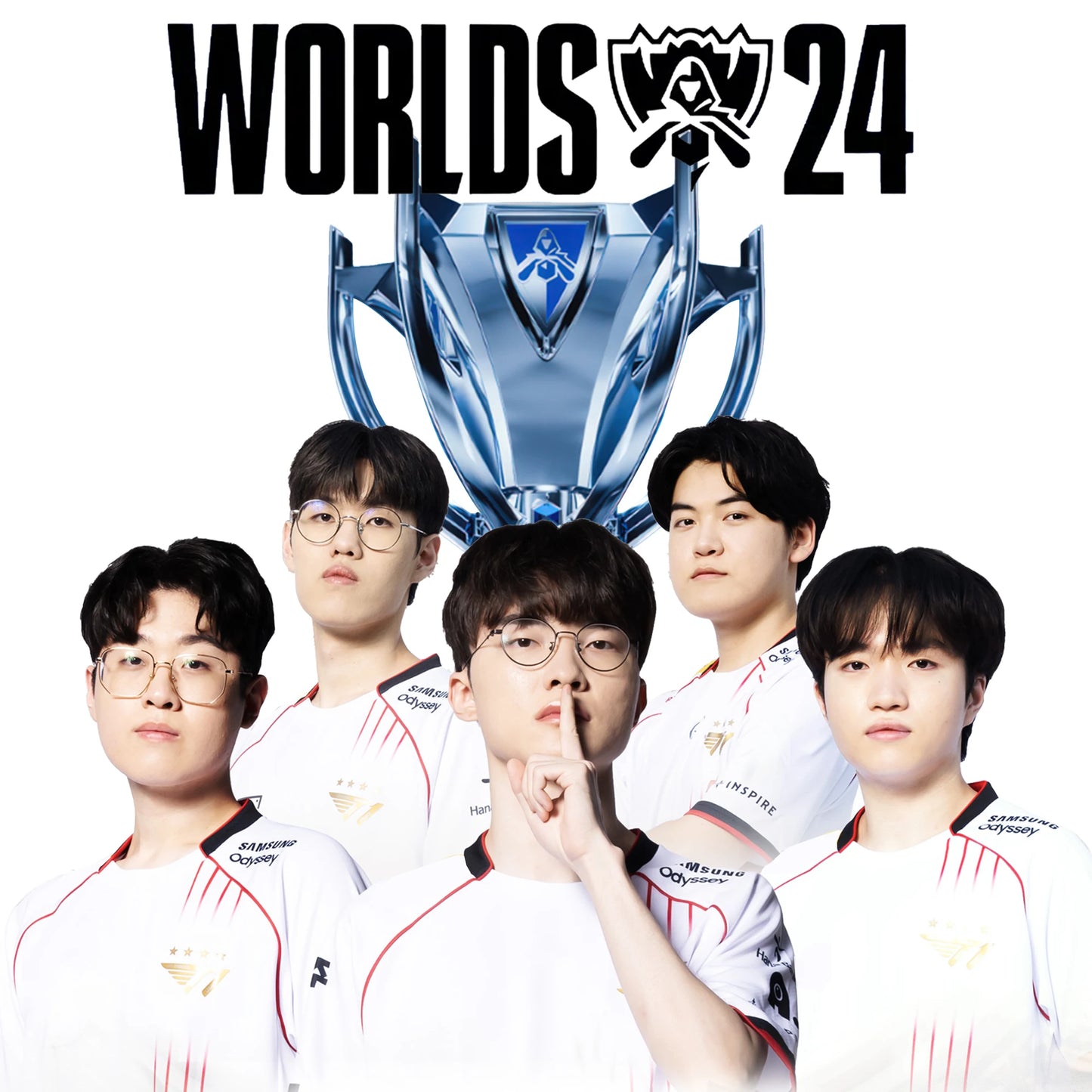 2024 T1 Championship Five-Star Commemorative Team Jersey E-sports World Finals Jersey T-shirt LOL Faker ZOFGK Gold Print Top