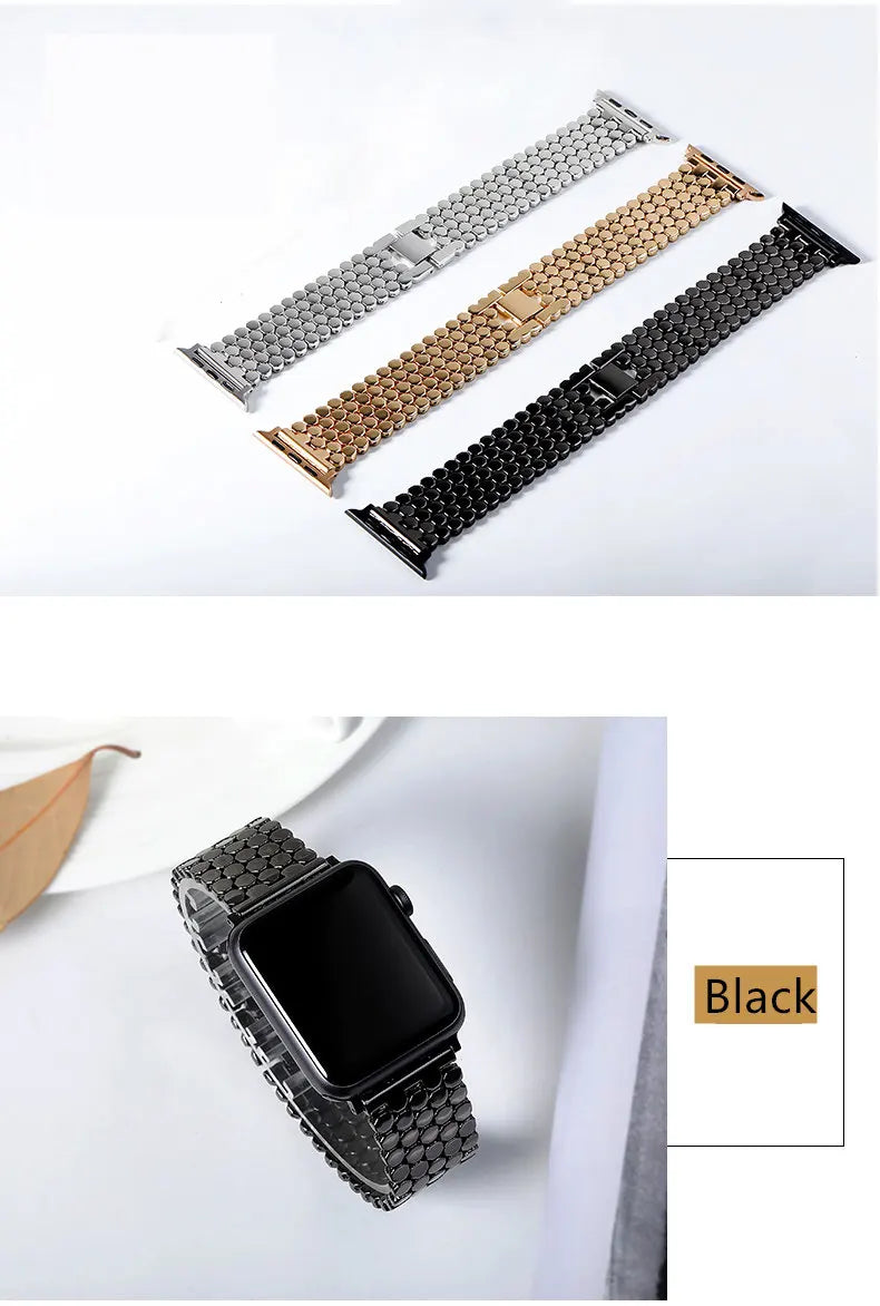 Stainless steel strap for Apple watch band 45mm 44mm 40mm 49mm 41mm Fish-scale Metal Link bracelet iWatch Series 9 8 se ultra 2