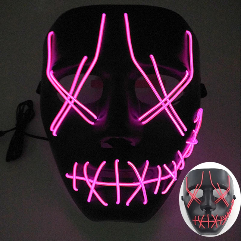 Wireless LED Purge Mask Halloween Horror Party Carnival Cosplay Costume Props Halloween Purge Masks 10 Colors LED Mask Men Women