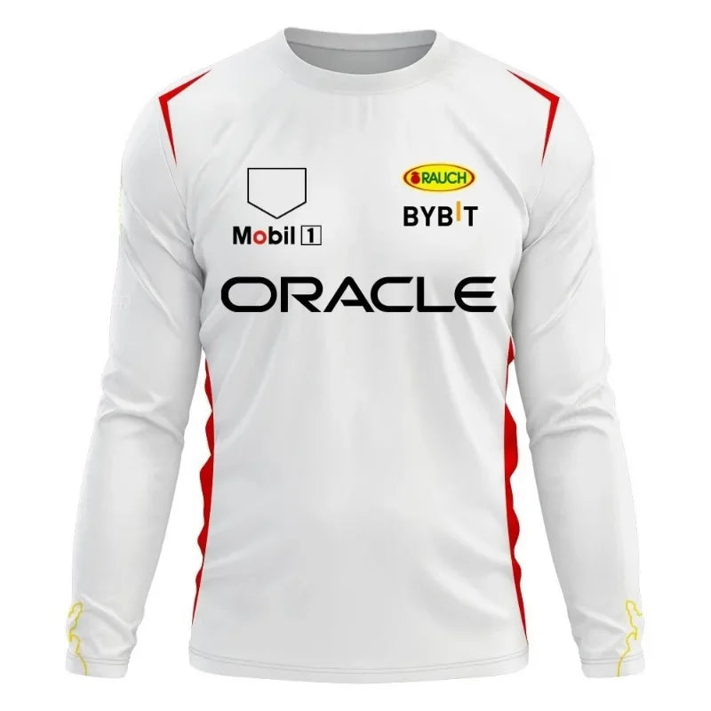 F1 Team Long Sleeve T-shirt Spring And Autumn Edition Extra Large Men's T-shirt 2024 Red Team Checo 11 Driver's Clothing T-shirt