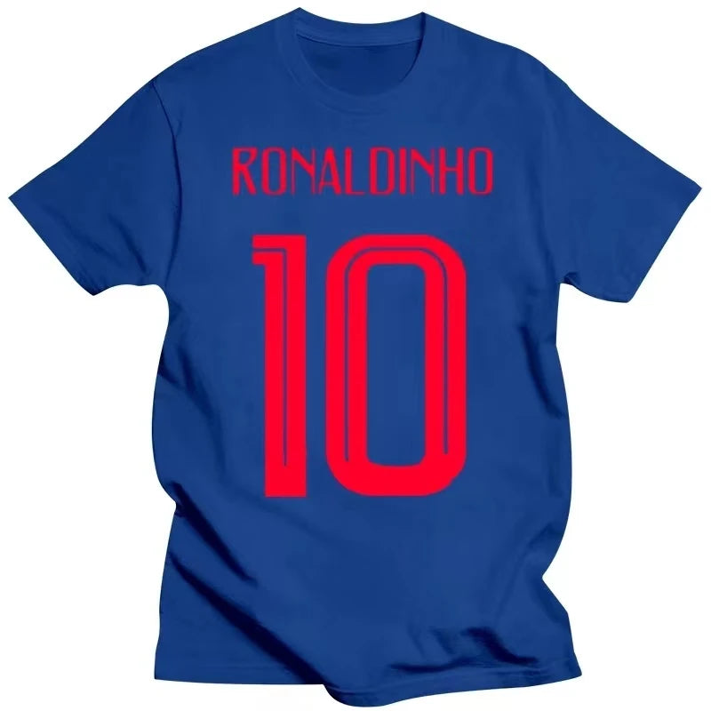 New Russia World Match Cup Brazil Ronaldinho Number 10 Sporty Jersey Summer T Shirt Mens Fans Goal Tee Couple