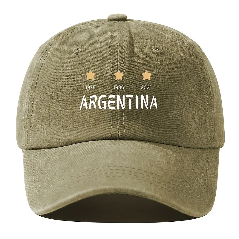 Men's Argentina National Baseball Cap | Vintage 3 Stars Emblem, Adjustable Duckbill Hat for World Cup Fans