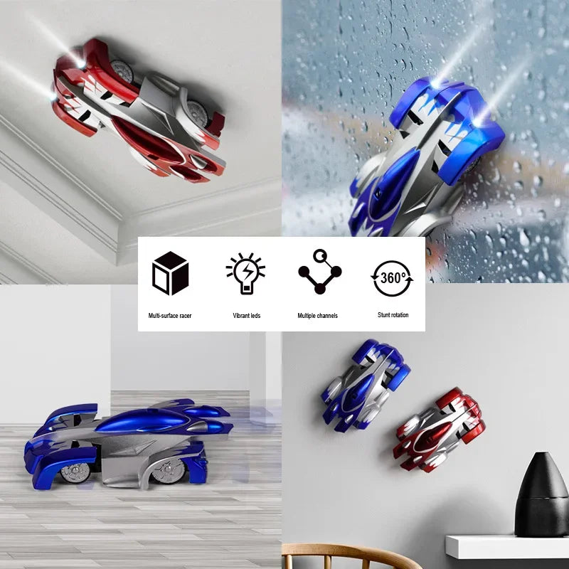 RC Car Climbing Wall Stunt Cars With LED Remote Control Racing Vehicle Anti Gravity Ceiling 360° Rotating Electronic Car Toys