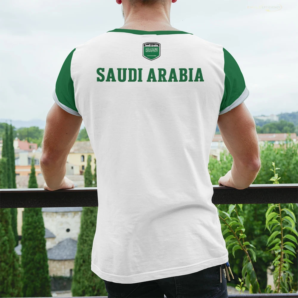 2024 Cheap New Mens T Shirt Saudi Arabia Flag Football T-shirts 3D Printed Running Bike Sports Casual Tops Summer Man Clothes