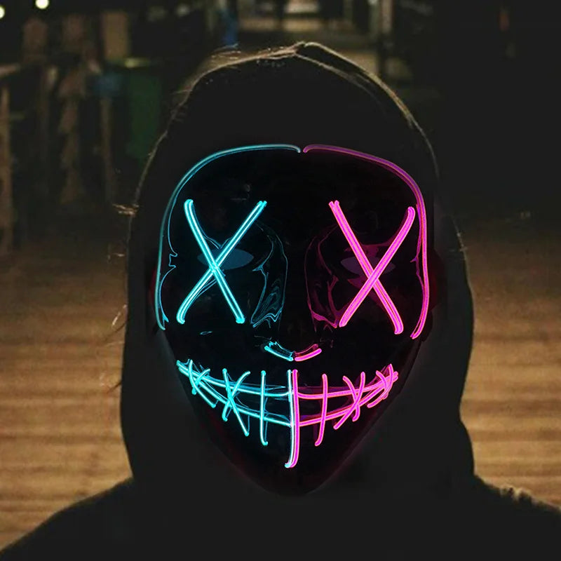 Wireless LED Purge Mask Halloween Horror Party Carnival Cosplay Costume Props Halloween Purge Masks 10 Colors LED Mask Men Women