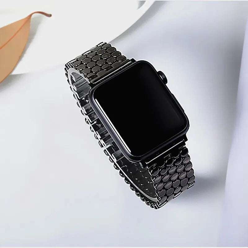 Stainless steel strap for Apple watch band 45mm 44mm 40mm 49mm 41mm Fish-scale Metal Link bracelet iWatch Series 9 8 se ultra 2