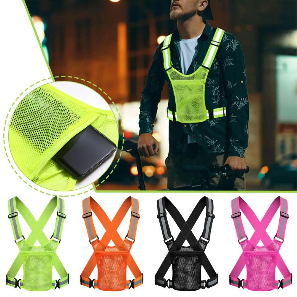 Outdoor Cycling Vests Safety Reflective Vest LED Running Light Adjustable Cycling Vest Night Warning Work Sports Vest