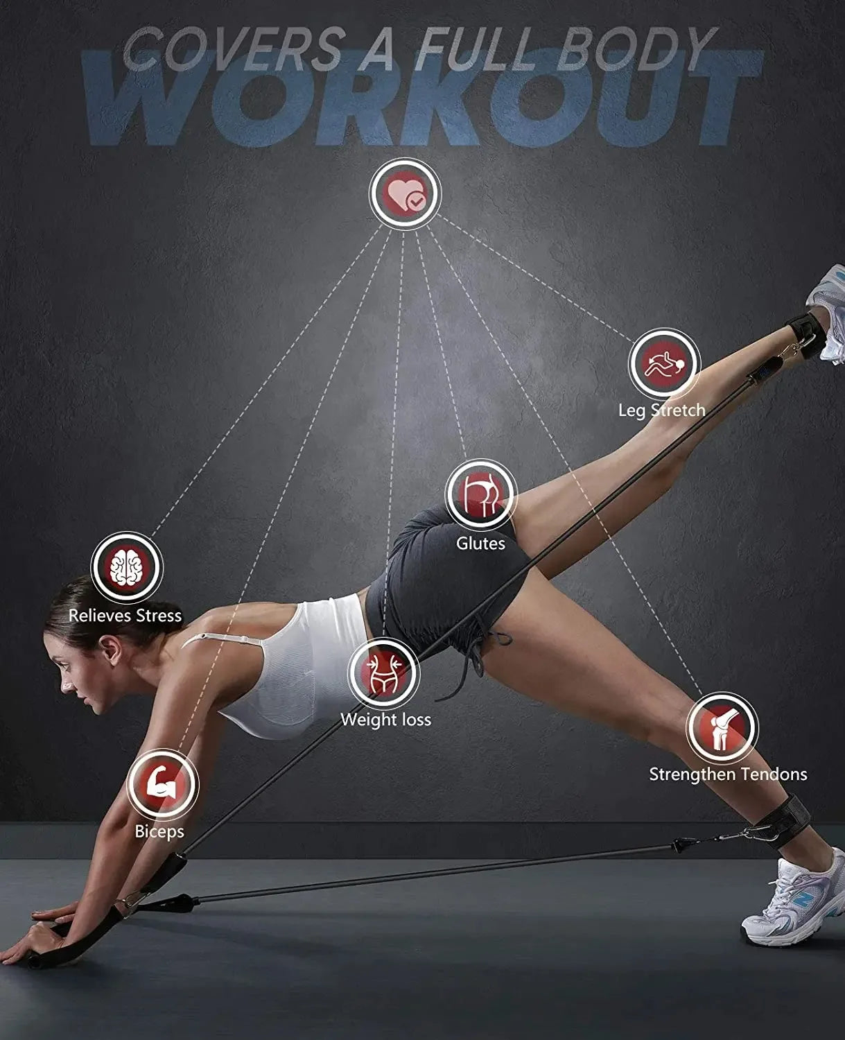 Strength Training Wrapped Resistance Band Set Elastic Fitness Equipment Sports Belt Rods for Home Gym