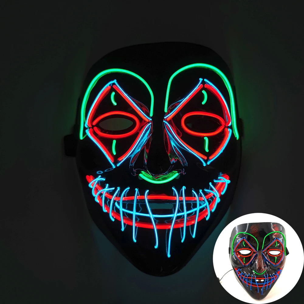 Wireless LED Purge Mask Halloween Horror Party Carnival Cosplay Costume Props Halloween Purge Masks 10 Colors LED Mask Men Women