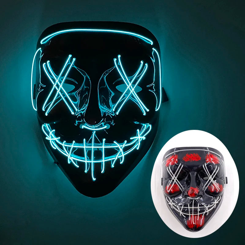 Wireless LED Purge Mask Halloween Horror Party Carnival Cosplay Costume Props Halloween Purge Masks 10 Colors LED Mask Men Women