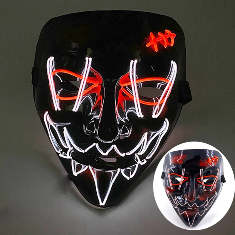 Wireless LED Purge Mask Halloween Horror Party Carnival Cosplay Costume Props Halloween Purge Masks 10 Colors LED Mask Men Women