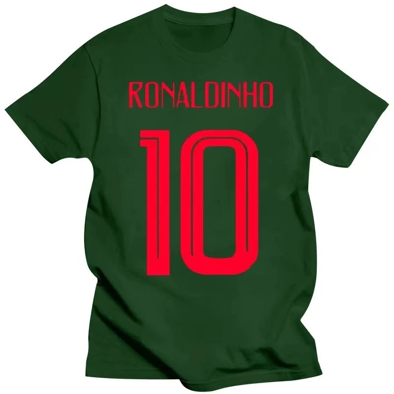 New Russia World Match Cup Brazil Ronaldinho Number 10 Sporty Jersey Summer T Shirt Mens Fans Goal Tee Couple