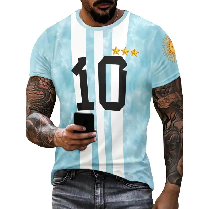 Argentina Flag Jerseys T-Shirt For Men National Emblem 3D Printed Tees Loose O-Neck Tops Sports Uniforms Short Sleeves T Shirts