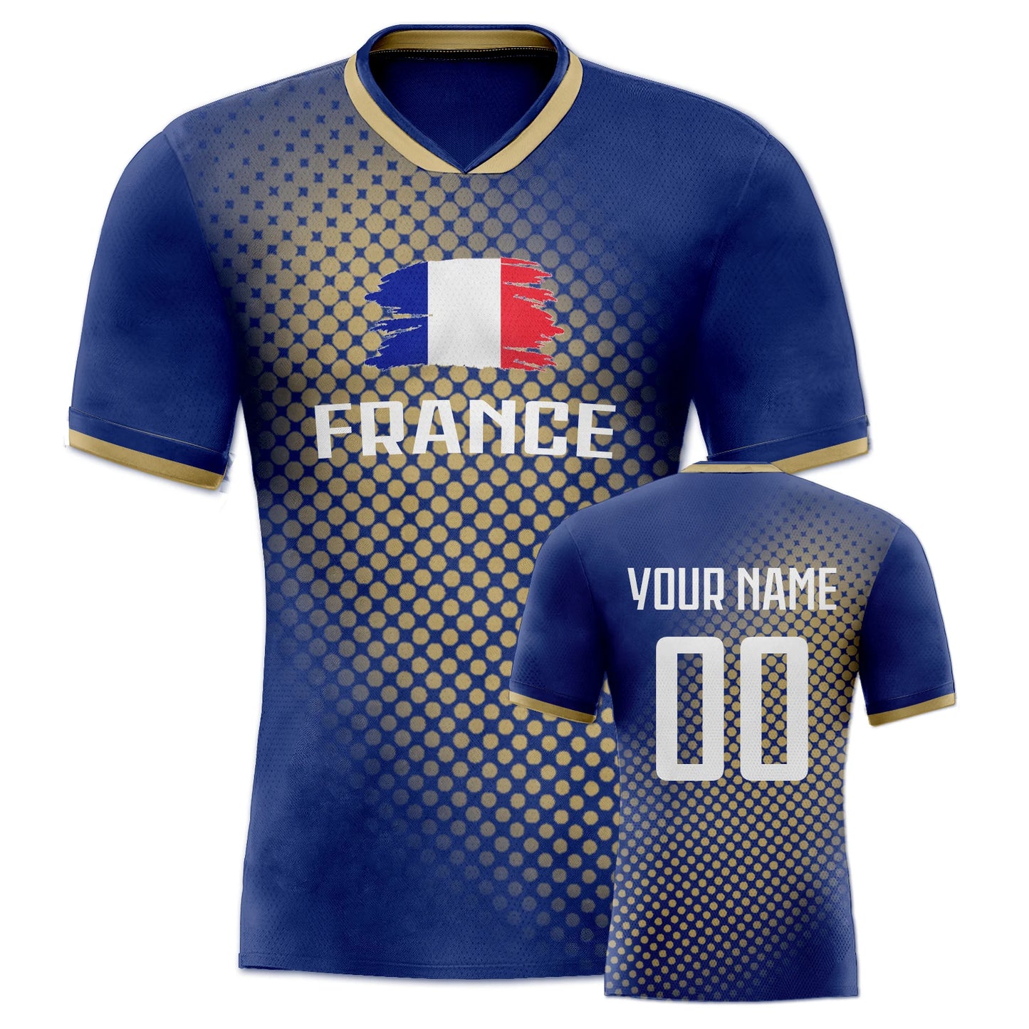 Custom France Soccer Jersey Quick-Dry Football Shirt Personalized Name Number Sports Uniform for Men Women Youth Fans Gift