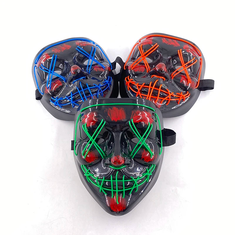 Wireless LED Purge Mask Halloween Horror Party Carnival Cosplay Costume Props Halloween Purge Masks 10 Colors LED Mask Men Women