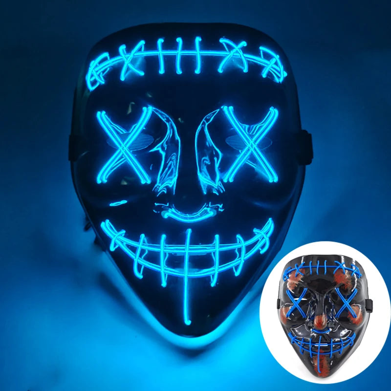 Wireless LED Purge Mask Halloween Horror Party Carnival Cosplay Costume Props Halloween Purge Masks 10 Colors LED Mask Men Women