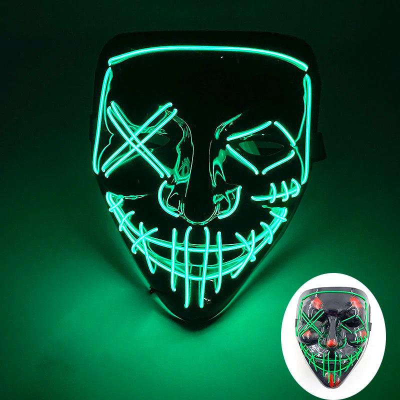 Wireless LED Purge Mask Halloween Horror Party Carnival Cosplay Costume Props Halloween Purge Masks 10 Colors LED Mask Men Women