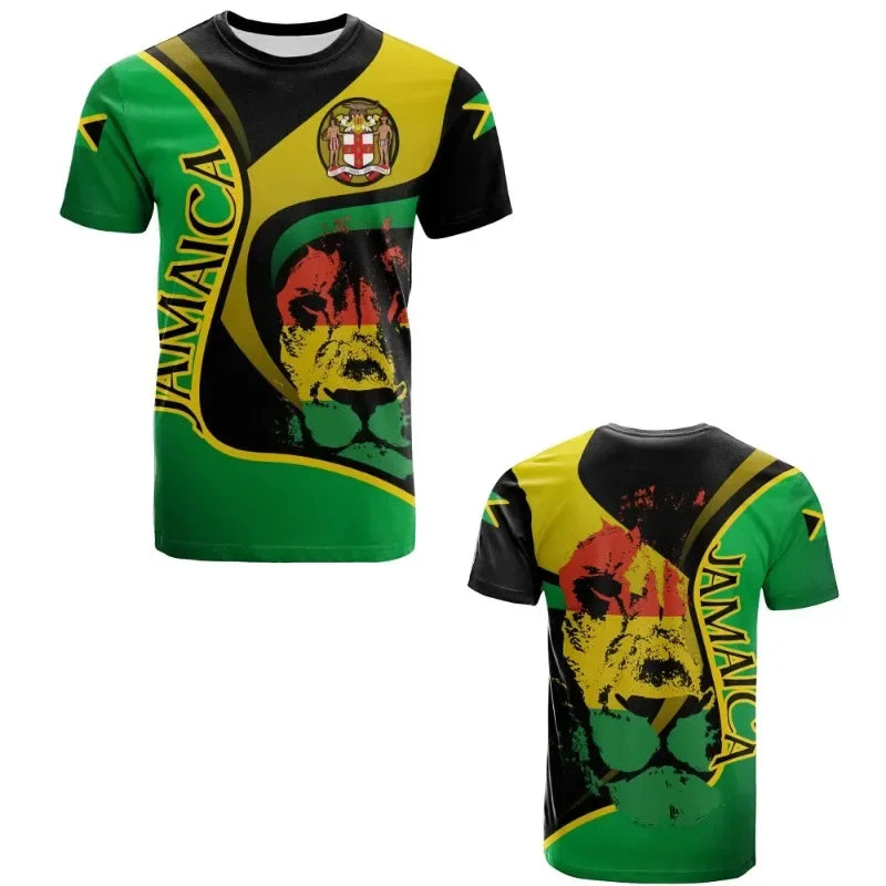 Jamaican Flag 3D Mens T-shirt Football Jersey National Emblem T-shirt Football Team Uniform World Cup Training Suit Running Suit