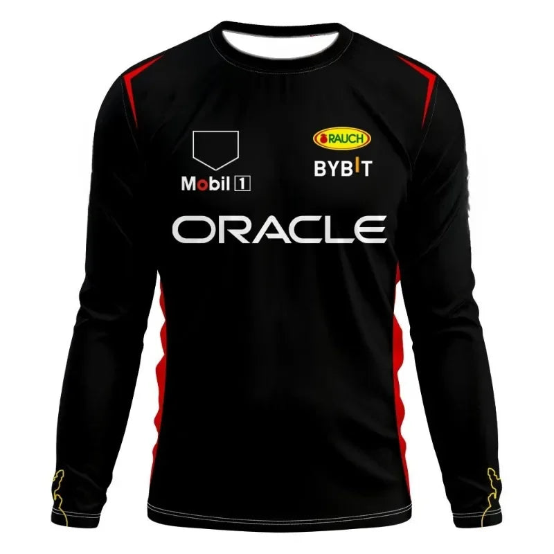 F1 Team Long Sleeve T-shirt Spring And Autumn Edition Extra Large Men's T-shirt 2024 Red Team Checo 11 Driver's Clothing T-shirt