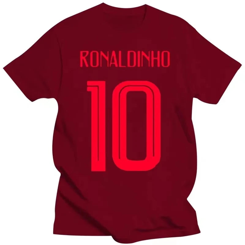 New Russia World Match Cup Brazil Ronaldinho Number 10 Sporty Jersey Summer T Shirt Mens Fans Goal Tee Couple