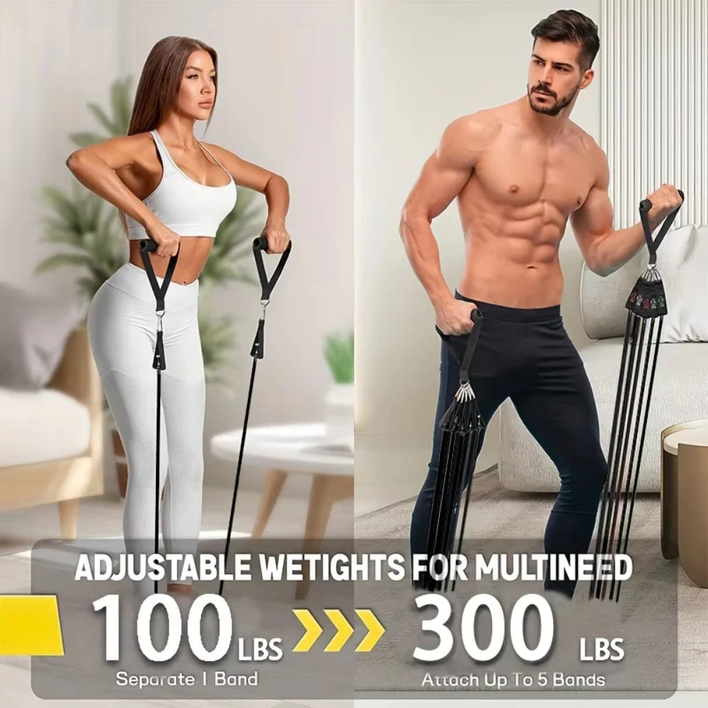 Resistance strap set, sports strap with door anchor, handle, handbag, leg and ankle straps for resistance training, unisex