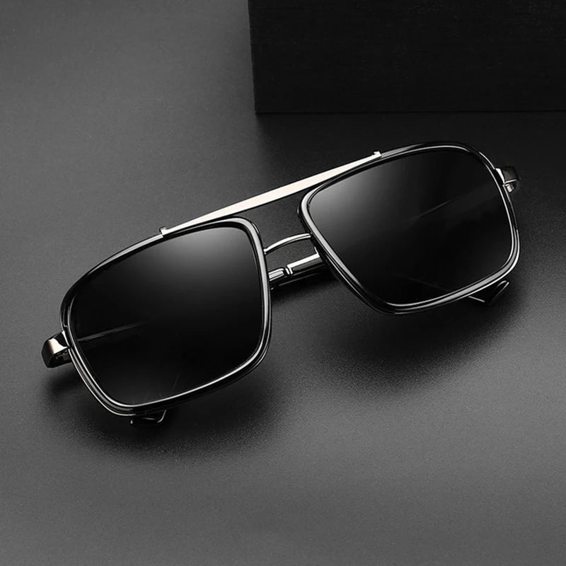 Luxury Rectangle Men's Sunglasses Retro Metal Steam Punk Sun Glasses Male Classic Outdoor Driving Shades Summer Glasses