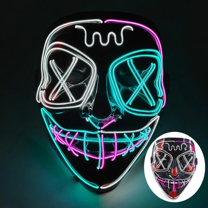 Wireless LED Purge Mask Halloween Horror Party Carnival Cosplay Costume Props Halloween Purge Masks 10 Colors LED Mask Men Women