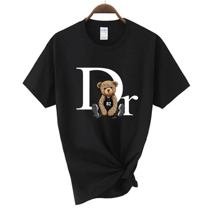 Luxury Brand Cute Bear Print Women T-shirt Tshirt Summer Graphic Fashion Female T Shirts Woman Clothing Free Shipping