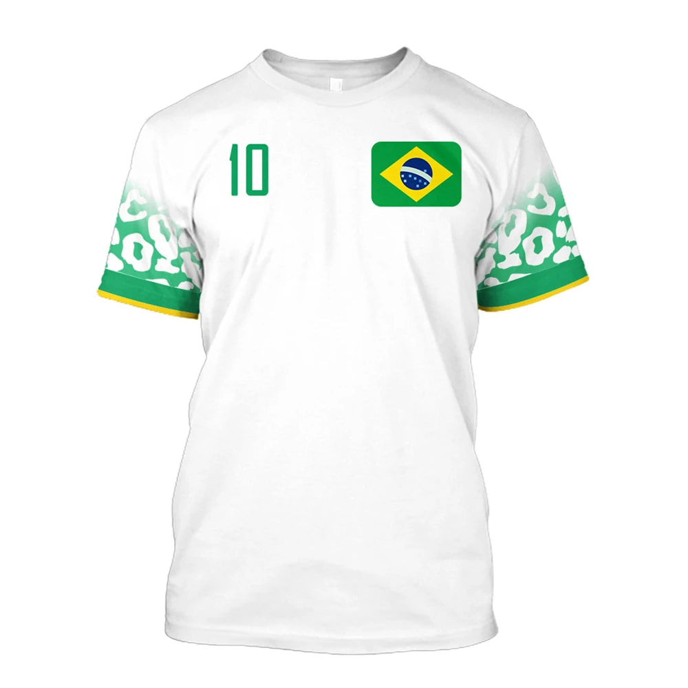2022 Brazil National Team Sports Fitness Fashion Short Sleeve T Shirt For Men World Football T Shirts Football Team Shirts Tops
