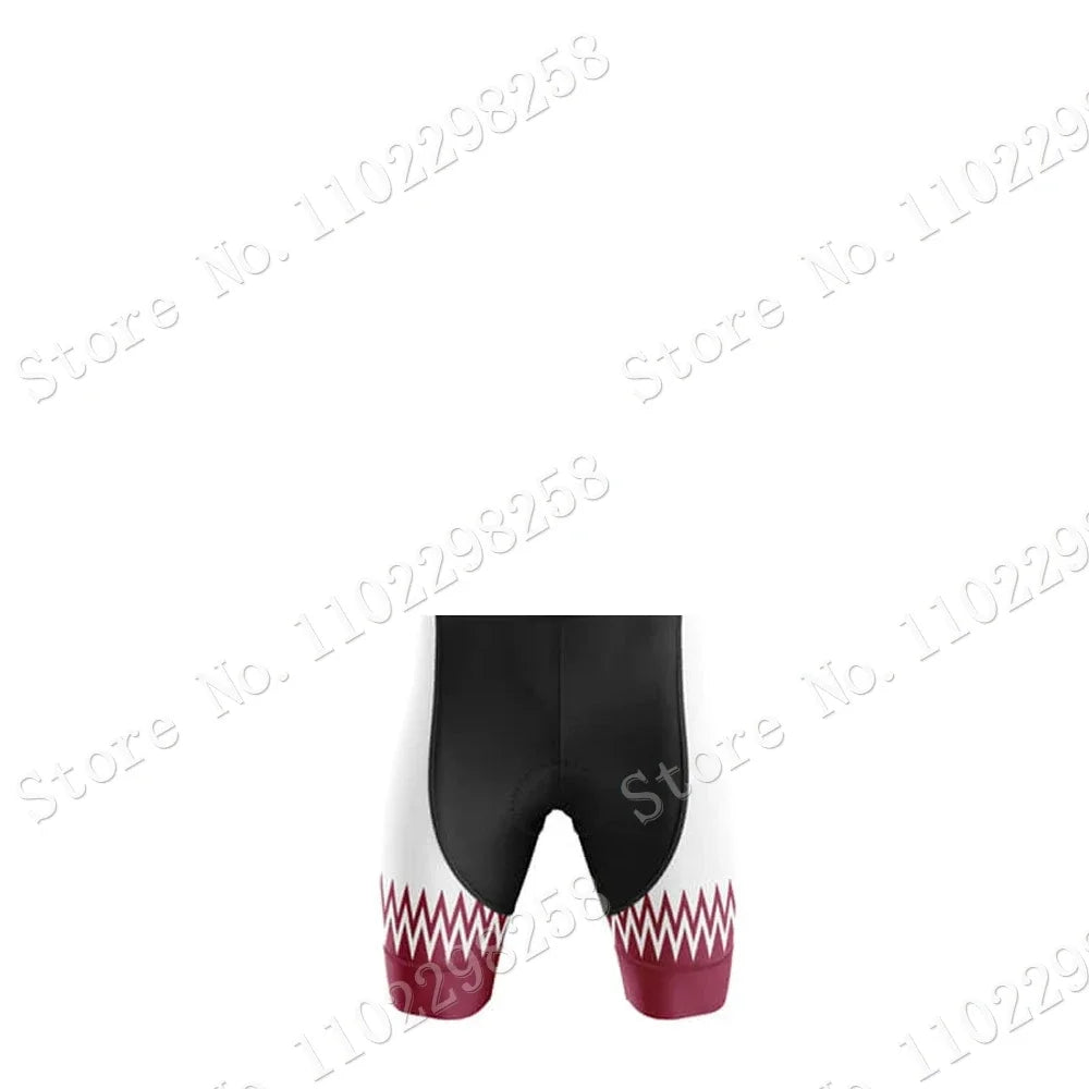Qatar National Team Cycling Jersey 2023 Set Summer Bicycle Clothing Road Bike Shirts Suit Bicycle Bib Shorts MTB Ropa Maillot