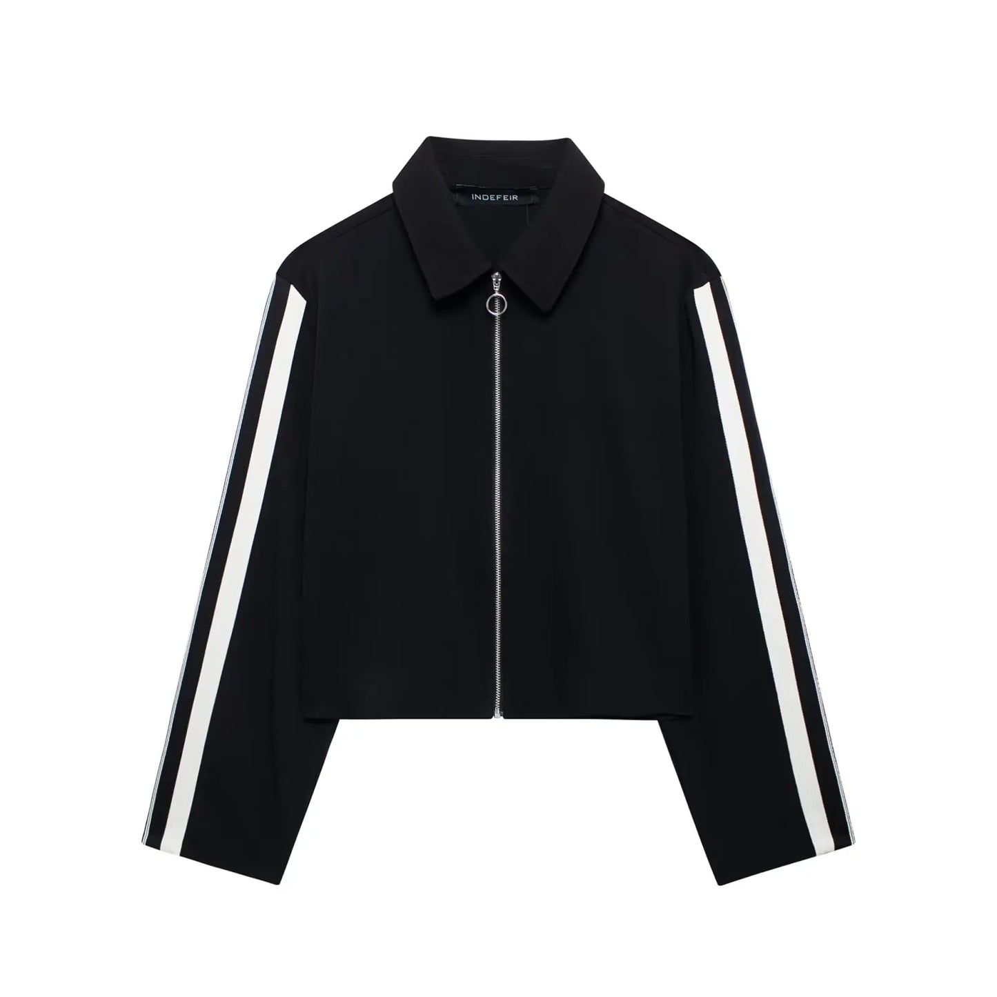 2024 New Women Casual Black Trousers Suits Sports Short Jacket + Female Vinatge Black White Patchwork Baggy Pants Street