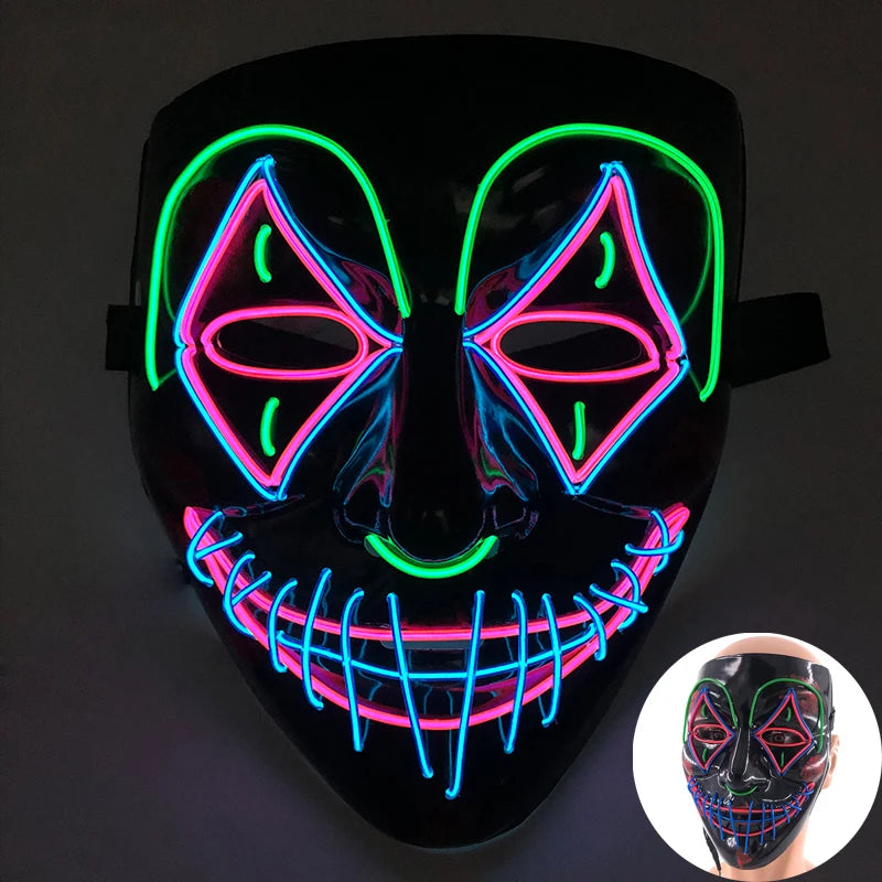 Wireless LED Purge Mask Halloween Horror Party Carnival Cosplay Costume Props Halloween Purge Masks 10 Colors LED Mask Men Women