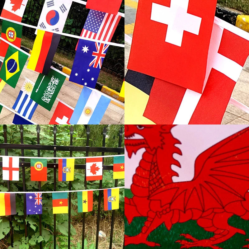 xvggdg 24/100 world Countries cup 14x21cm National banner String Flag Countries Around The World Nations Flag For Party