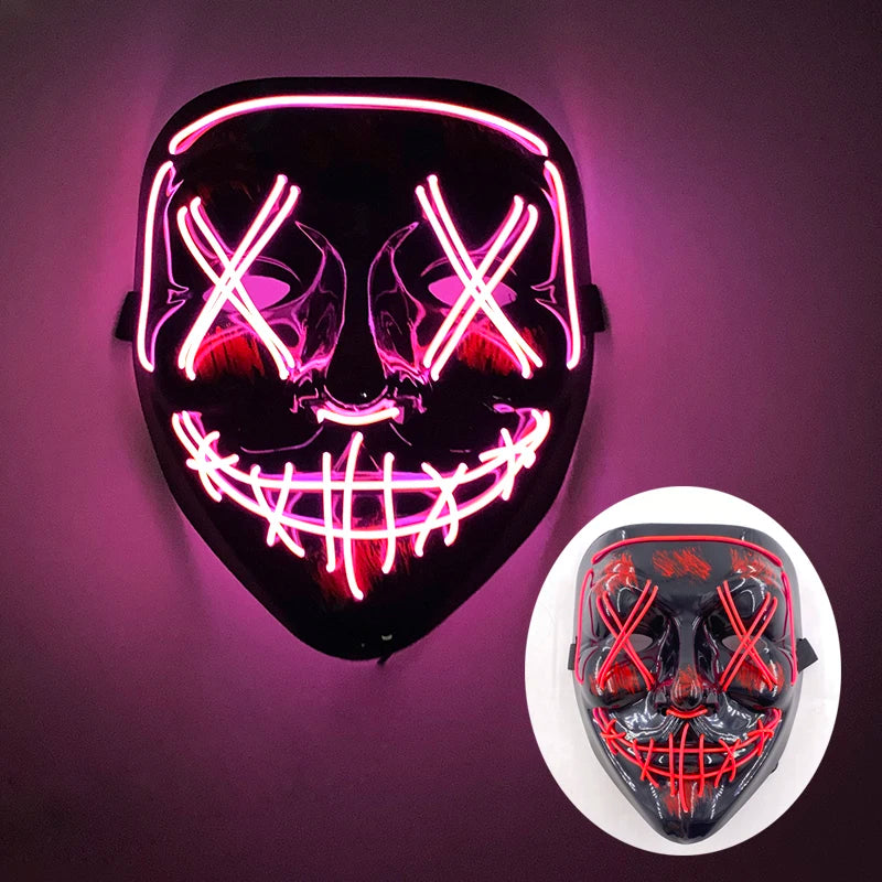 Wireless LED Purge Mask Halloween Horror Party Carnival Cosplay Costume Props Halloween Purge Masks 10 Colors LED Mask Men Women