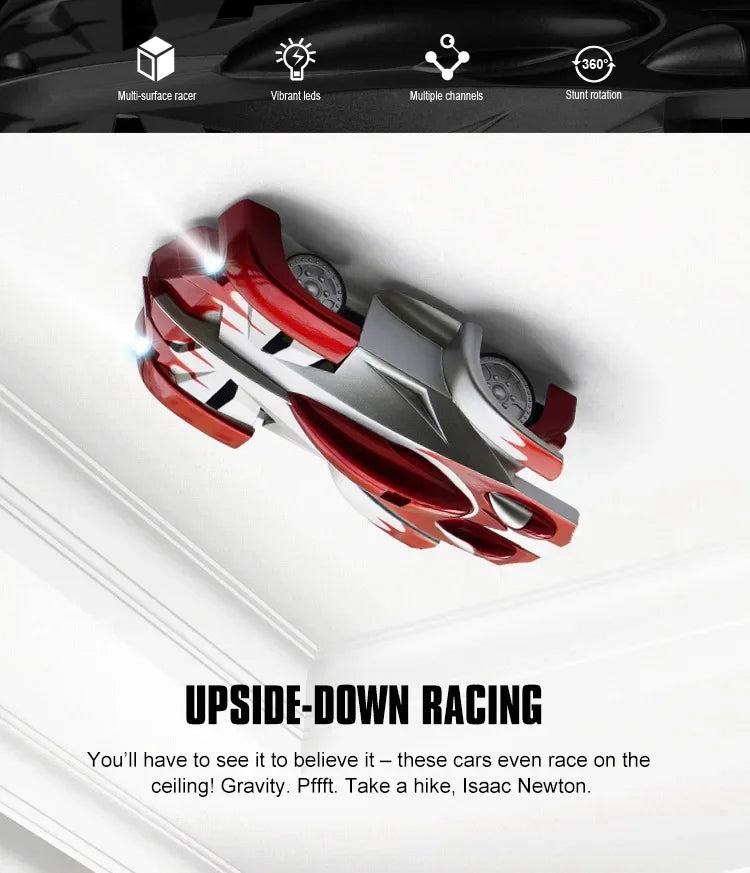 RC Car Climbing Wall Stunt Cars With LED Remote Control Racing Vehicle Anti Gravity Ceiling 360° Rotating Electronic Car Toys