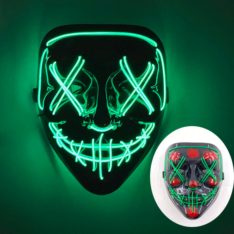 Wireless LED Purge Mask Halloween Horror Party Carnival Cosplay Costume Props Halloween Purge Masks 10 Colors LED Mask Men Women