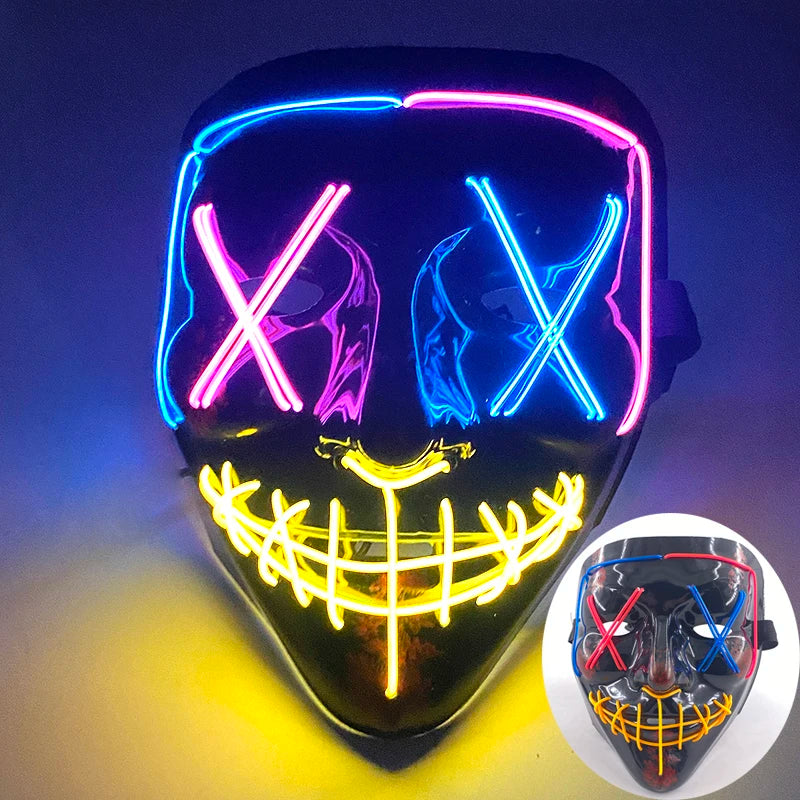 Wireless LED Purge Mask Halloween Horror Party Carnival Cosplay Costume Props Halloween Purge Masks 10 Colors LED Mask Men Women