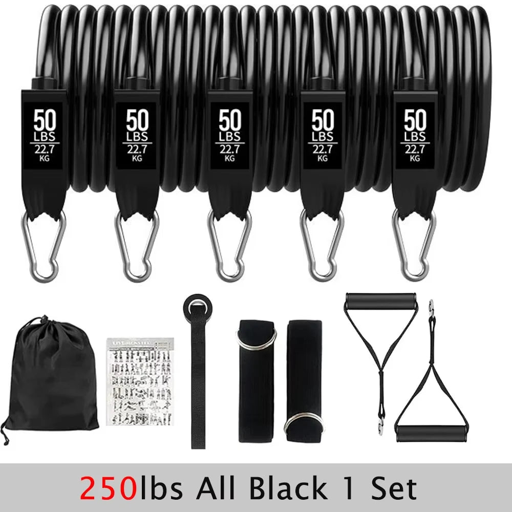 Resistance strap set, sports strap with door anchor, handle, handbag, leg and ankle straps for resistance training, unisex