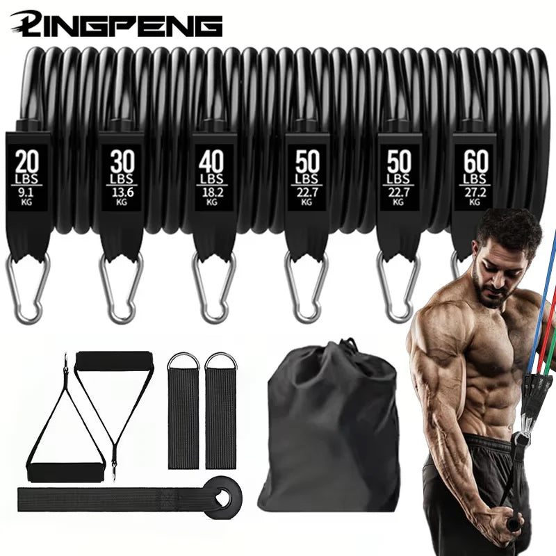 Strength Training Wrapped Resistance Band Set Elastic Fitness Equipment Sports Belt Rods for Home Gym