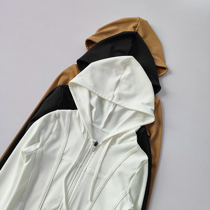 Women's Fitness Coat Hooded Cardigan Tight Quick-dry Sports Jacket Running Training Shirt Yoga Clothes Long Sleeve Sport Jacke