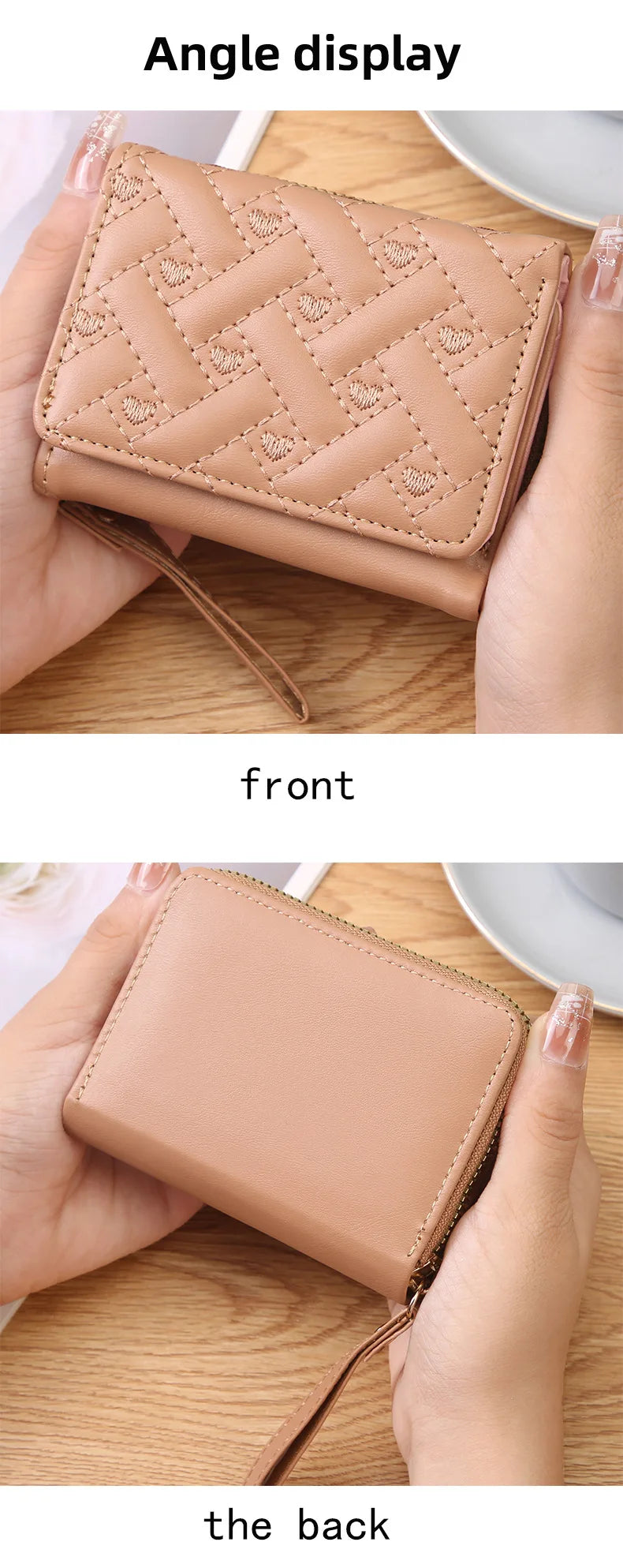 Women's Short Embroidered Love Zero Wallet Zipper Buckle Large Capacity Card Bag Versatile Fashion Simple