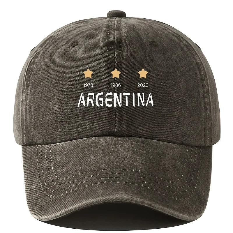 Men's Argentina National Baseball Cap | Vintage 3 Stars Emblem, Adjustable Duckbill Hat for World Cup Fans