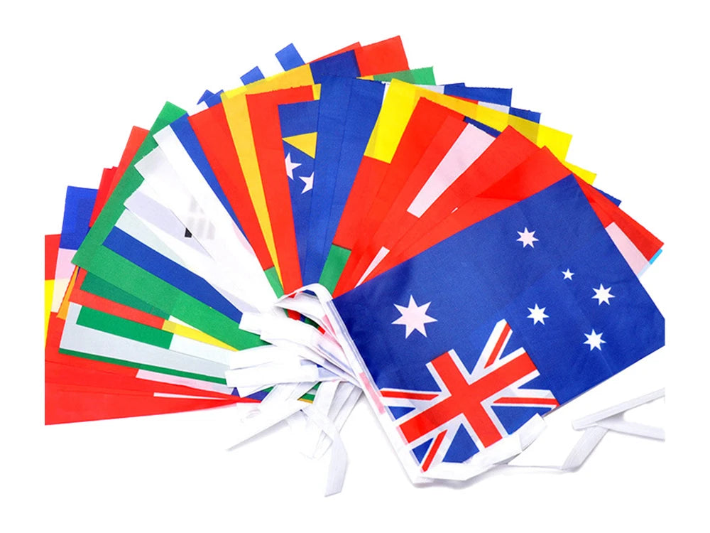 xvggdg 24/100 world Countries cup 14x21cm National banner String Flag Countries Around The World Nations Flag For Party
