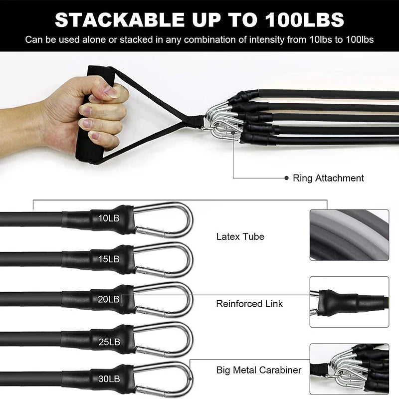 Strength Training Wrapped Resistance Band Set Elastic Fitness Equipment Sports Belt Rods for Home Gym