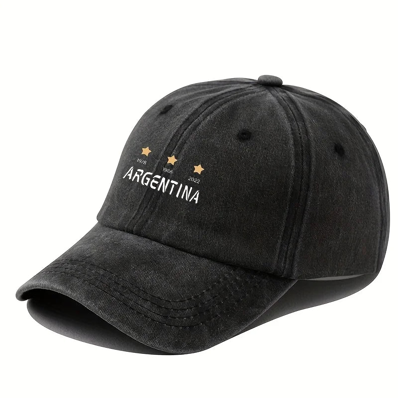 Men's Argentina National Baseball Cap | Vintage 3 Stars Emblem, Adjustable Duckbill Hat for World Cup Fans