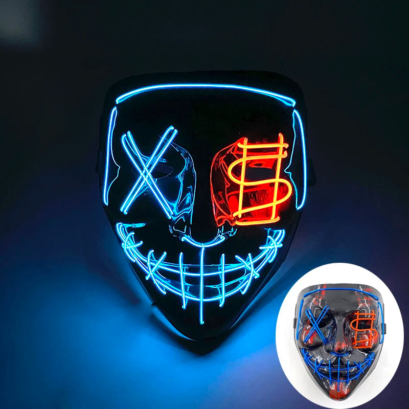 Wireless LED Purge Mask Halloween Horror Party Carnival Cosplay Costume Props Halloween Purge Masks 10 Colors LED Mask Men Women